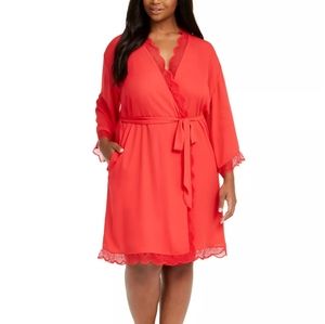 NWT Plus Size Lace Trim Chiffon Wrap Robe 2X